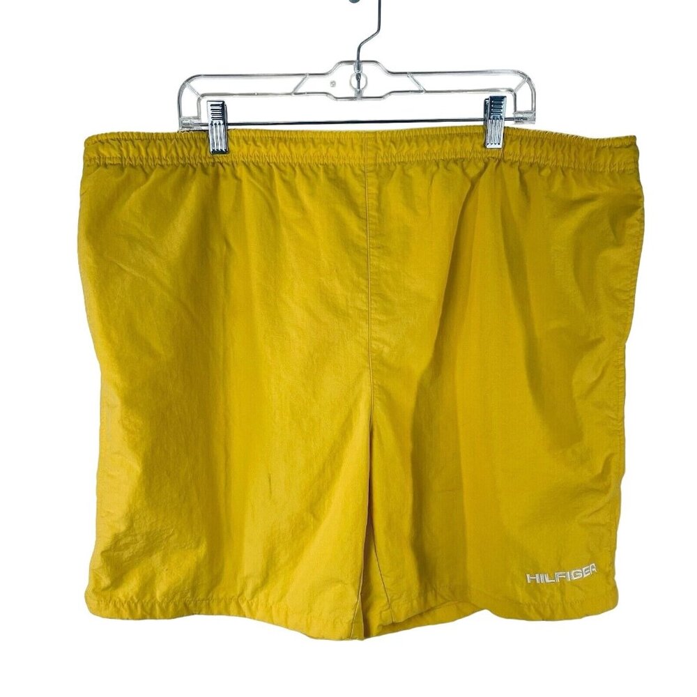 Tommy Hilfiger Athletics Men's size XL Yellow Swim Shorts Spellout Trunks